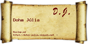 Dohm Júlia névjegykártya